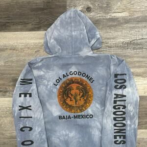 Vintage 90s Tie Dye Cloud Blue M Cotton Los Algodones Mexico Sweatshirt Hoodie